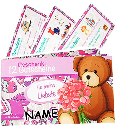 3 Stück Gutscheinhefte/Gutscheinbücher - für Meine Liebste - incl. Name - jeweils 12 Gutscheine zum Verschenken/Verwöhnen - Geburtstag/Hochzeit - ..