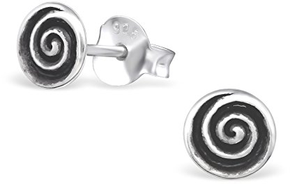 Laimons Damen-Ohrstecker Damenschmuck Spirale oxidiert Sterling Silber 925