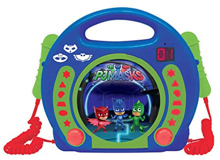 Lexibook Pyjamasques Yoyo Lecteur CD pour enfant avec 2 microphones jouets, prise écouteurs, à piles, Bleu, RCDK100PJM