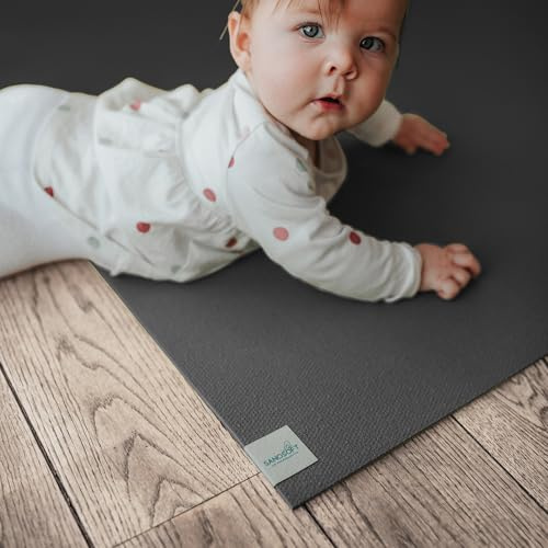 Sanosoft® Krabbelmatte Made in Germany, Öko-Tex Anti-Rutsch Krabbelunterlage 80x160cm Grau