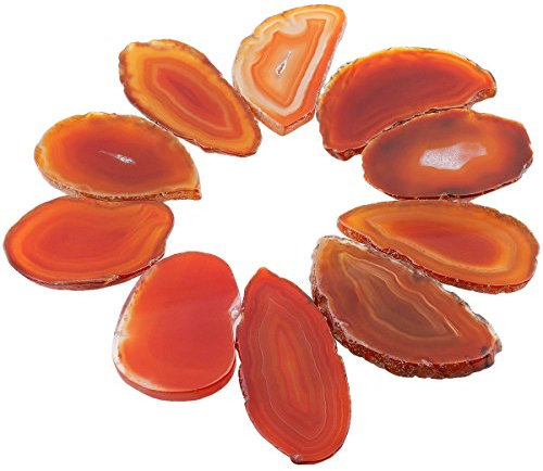 rockcloud 10 PCS Achat Licht Tisch Scheiben, Heilung Kristallen Geoden Steinen, unregelmäßiger Home Dekoration Jewelry Making rot