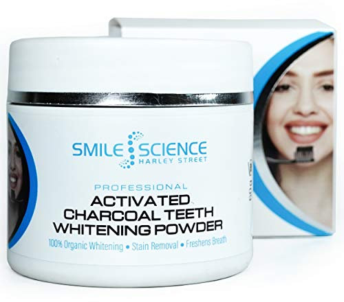 Smile Science Harley Street - Professional Activated Charcoal Teeth Whitening Powder - 100% Natural, Organic and Vegan - for Sensitive Teeth - Instant Teeth Stain Removal - Clinically Proven