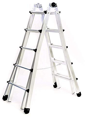 Scala Multiuso (Alluminio, 3+3 Gradini = 3 m), Telescopica, Adatta x Professionisti, Versatile x Lavoro, Prodotto In Italia