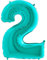 Grabo Riesen Zahlen Folienballon 66 cm (26) Farbauswahl – Perfekte Deko für Geburtstage, Jubiläen & Feiern – Happy Birthday - für Helium und Luft! Wiederverwendbar! (Tiffany Türkis, 2)