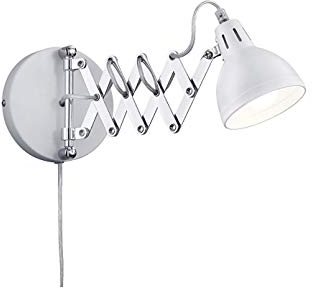 Verstellbare Wandleuchte in Weiß mit Scherengelenk max. Auslage 53cm