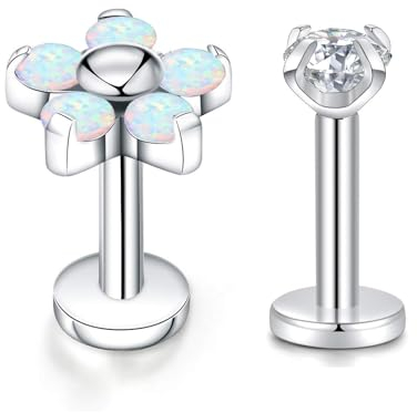 Blumenopal Labrets 16g Medusa Tragus Helix Piercings Knorpel Ohrstecker Curated Ear Set G23 Titan 10mm
