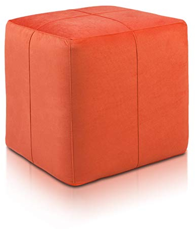 Ecopuf Cube - Sitzhocker Hocker Kunstleder Mikrofaser Sitzbox Quader Würfel Pouf Ottomane Fußbank für's Wohnzimmer Wohneinrichtung 40x40x40 cm Faber Orange A44