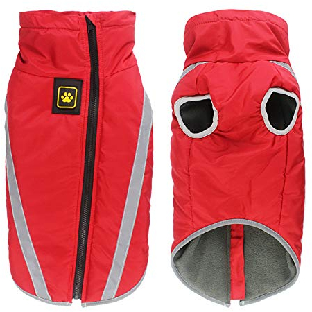 Idepet Wasserdichter Hundemantel Winter Warme Jacke, Winddichte Haustierkleidung Hundejacke Outfit für kleine mittelgroße Hunde mit Geschirrloch XL-6XL