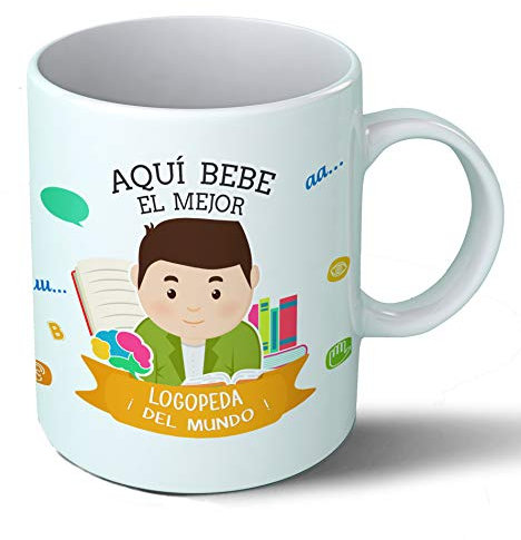 Planetacase - Taza Logopeda - Regalo Original Logopedas - Cerámica 330 mL - Taza Desayuno Apta para Microondas y Lavavajillas - Resistente a Lavados - Logopeda (Él)