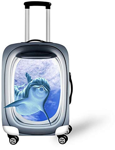 Elastisch Kofferhülle, DOTBUY 3D Reise Kofferschutzhülle Gepäck Cover Reisekoffer Hülle Schutz Bezug Schutzhülle Waschbare Reisetasche Kofferbezug (Blauer Delphin,XL (30-32 Zoll))