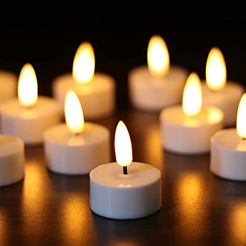 Eldnacele 12PCS Battery Operated Flameless LED Tea Light with 6H Timer, Flickering Flameless Electric Tealight Candles, 3D Wick Realistic Votive Led Candles for Festival Decoration, 1.5’’x1.8’’