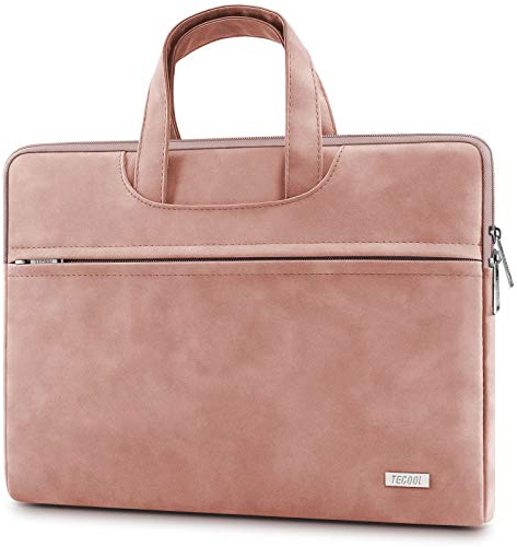 TECOOL 13,3 Zoll Laptop Tasche Hülle für 13.6 MacBook Air M3 M2 2024 2022,13 MacBook Pro/Air M2 M1 2022-2012,14 MacBook Pro M3 M2 M1 2023 2021,wasserdichte Notebooktasche Leder Schutzhülle,Rose