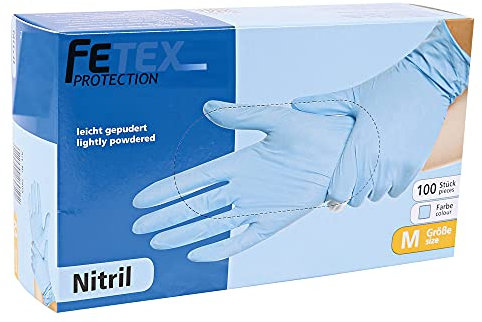 Fetex Nitrilhandschuhe 100 Stück Einweghandschuhe puderfrei blau Nitril Latexfrei S-XL (L)