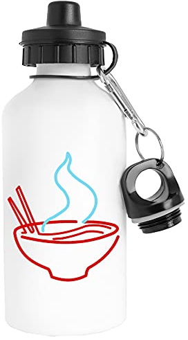 Luxogo Würzig Ramen Nudeln Neon Wasserflasche Rostfreier Stahl Reisender Weiß Water Bottle Stainless Steel Traveller White