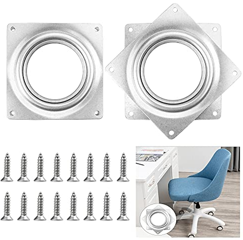 4 Zoll Quadratische Drehscheibe mit Schrauben, 2 Stück Stahlkugel Drehteller, 360 Grad Drehteller für TV-Tisch, Quadratische Schwenkplatte für Bar