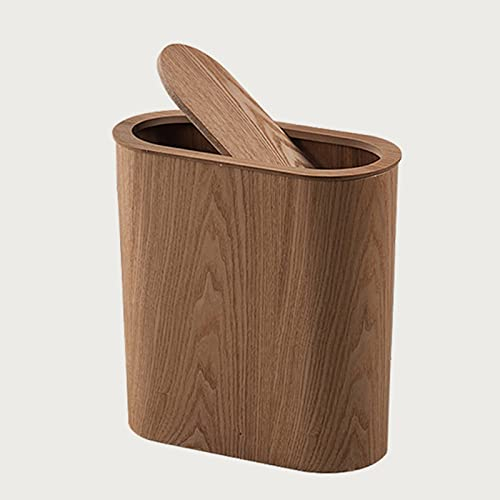 DRSFF Grande Poubelle en Bois Can Nordic Ultra-étroite Salle de Bain Salle de Toilette Garbage Bacs Cuisine Bureaux de Cuisine Durable Panier de Papier créatif, avec Couvercle supérieur pivotant