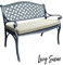 Lazy Susan Jasmine Gartenbank in Schiefergrau | Beige Kissen | Sandguss-Aluminium | Wetterfest | Rostfrei | 3 Jahre Garantie