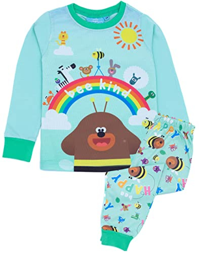 Hey Duggee Girls Pyjama Set | Childrens Blue & Green Loungewear T-Shirt & Pants PJ Bundle | Bee Kind with Duggee Long-Sleeve Tee Long Leg Bottoms Clothing Pajama | Nightwear Merchandise Gift for Kids