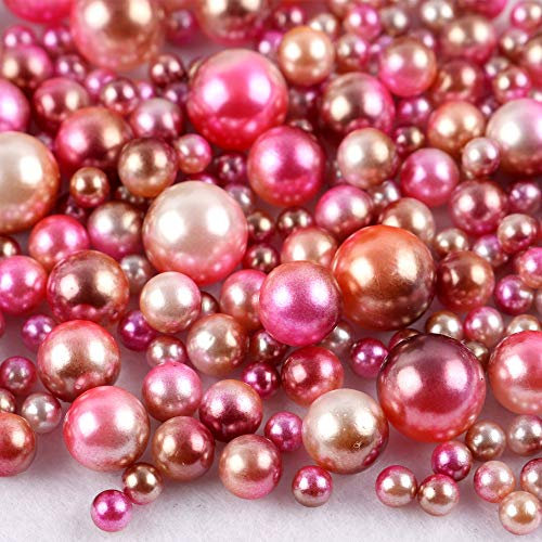 360 Stk 3-10mm Runde Kunststoffperlen ohne bohrung,Bastelperlen Perlen,Perlen zum Basteln für DIY Schmuck Zubehör,Streudeko Deko Perlen für Hochzeit Taufe Party Vasenfüller Tischdeko,Dunkle Rosenrot