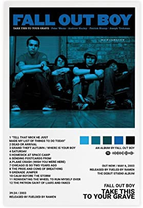 ARZARF Fall Out Boy Poster Take This to Your Grave, Album-Poster, Leinwand, Schlafzimmer, Dekoration, Sport, Landschaft, Büro, Raumdekoration, Geschenk, ohne Rahmen, 20 x 30 cm