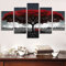 Rote Baum Leinwandbild 5 Teilig Wanddeko Bilder,Baum des Lebens Landschaft Leinwand Wandbild,Moderne HD Druck leinwand Ölgemälde Poster Kein Rahmen.(Rot Baum, XL)