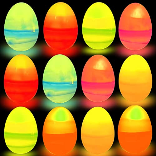 XiXiRan Osterdeko Eier Lichter, 12pcs Eierlichter Ostern, LED Teelicht Eier, Ostereier Led Teelichter, 2 Farben, Eiförmige Dekoration Lichter für Ostern, Osternlichter Batterie Betrieben (Farbe)