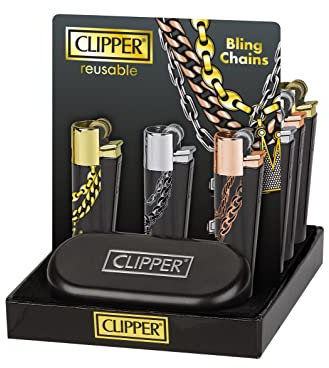 Weedness 1 x Clipper Feuerzeug Spezial Edition Bling Chains - Limited Clipper Gas Bong Pfeifen Einweg Pfeife