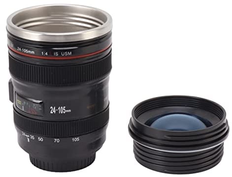Fockety Tasse à café avec lentille d'appareil Photo, 400ml Paroi intérieure en Acier Inoxydable Hautement réducteur Gobelet à lentille Anti-Fuite Tasse pour Appareil Photo de Photographe