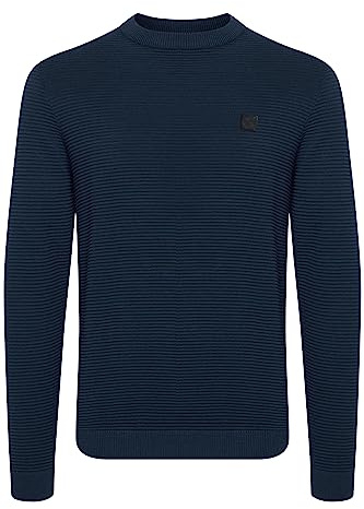 !Solid SDValencia Pullover Herren Strickpullover Feinstrick Pullover mit Rundhalsausschnitt und Struktur Strick, Größe:S, Farbe:Insignia Blue (194010)