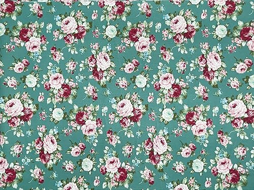 Jukway Baumwollstoff Meterware 190x39 cm, Deko Stoffe zum Nähen, Reine Baumwolle Stoff für DIY Dekoration Tischläufer Tischdecken Tischband Handwerk (39 x190 cm, Grün)