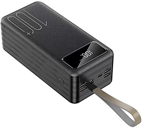 WSGDSG 80000mAh Power Bank USB C Battery Pack with LED Display Type C Fast Charging Powerbank Portable Charger Compatible with Smartphones Tablets(Size:Black,Color:800000Mah)