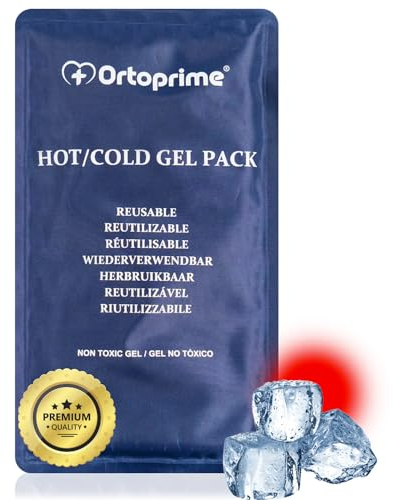 OrtoPrime Kühl-Gel-Pack für VERLETZUNGEN, Kühlpad Kühlkompresse Kalt-Warm-Kompresse - Kühlgel-Packung und Mikrowelle 26 x 15 cm - Eisbeutel Verletzungen, Anpassbar an jeden Körperteil