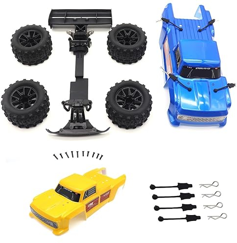 Zeyoking Custom Monster Truck Body Shell Kit for Wltoys 144001 144010 1/14 RC Buggy Upgrade (Blue Red Body) (Blue Yellow)