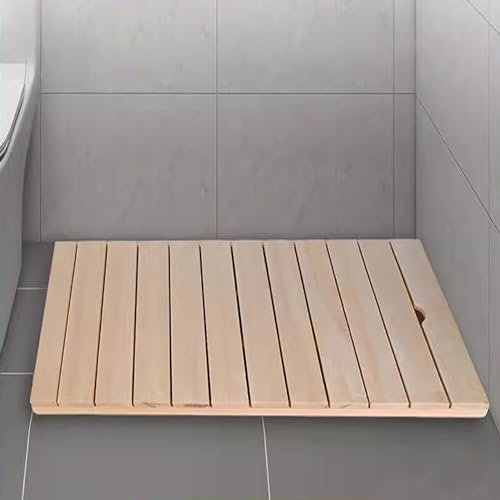 Rechteckige Holz Badematte,Spa Badvorleger,Duschmatte Badvorleger,Badewannenmatten,Küchenmatte,Lattenrost Design,mit Rutschfesten Füßen,Saunamatte,für Duschtüren,Sauna,Badewanne (40x50cm/16x20in)