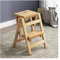OBong Klappbarer Tritthocker, tragbare Trittleiter aus Holz, zum Klettern für Erwachsene/Kinder, Holzbank für Küche, Badezimmer, Garten, 140 kg Tragkraft/Weiß (Natur)