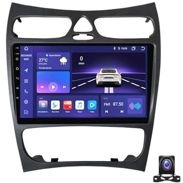 Android 12 Autoradio 2 Din Radio Für Benz CLK W203 C320 W209 2002~2005, 9 Zoll Android Mit Navi Stereo Auto Bluetooth Doppel Din Radio Mit Rückfahrkamera FM Radio Carplay/Auto,8 core m700s 8g+128g