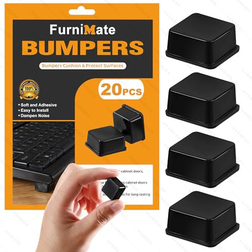 Rubber Feet for Electronics 20pcs Square - Black Rubber Bumpers Self Adhesive, Stick on Small Rubber Feet Pads for Speakers, Laptop, Appliances