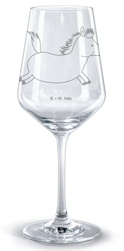 Mr. & Mrs. Panda Weinglas Pferd Springen - Geschenk, Burgunderglas, Pony, graviert, Reiten, Rotweinglas, wein glas, Stall, für rotwein, Bauernhof, Pferdestall, Pferde