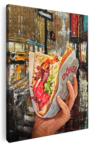 Artmazing | Döner Bild bunt | S-Art Bilder | Döner Bilder Modern | Coole Wandbilder Wohnzimmer | Wandbild Döner Deko XXL | Bild Leinwand XXL | Döner Bilder Wand