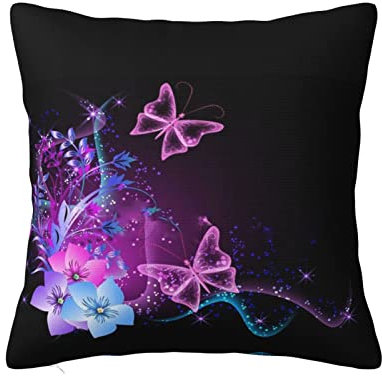 ALLiYa Doppelseitiger Plüsch-Kissenbezug mit Schmetterlingen, Rosa / Lila, mehrere Größen