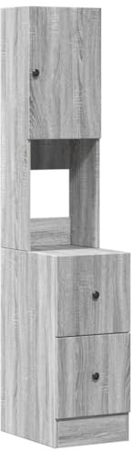 vidaXL Armoire Cuisine Sonoma Gris 35x50x180 cm Bois d’ingénierie, Placard de Cuisine, unité de cuisinette, Armoire de Rangement avec tiroir