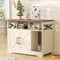 Halitaa Cat Litter Box Enclosure, Hidden Litter Box Furniture with Scratch Pad, Farmhouse Indoor Cat House Washroom End Table, White