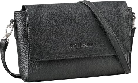 STILORD Sylvie Handtasche Damen Umhängetasche Leder Kleine Vintage Frauen Umhängetasche Schultertasche Crossbody Tasche für Abend Party aus echtem Leder Farbe:schwarz