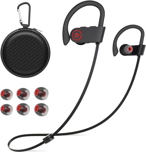 NUASI Bluetooth Kopfhörer, Kopfhörer Kabellos mit Bluetooth 5.3, Kopfhörer Sport Deep Bass Stereo, IPX7 Wasserdicht, Kopfhörer in Ear zum Joggen Trainieren, Schwarz