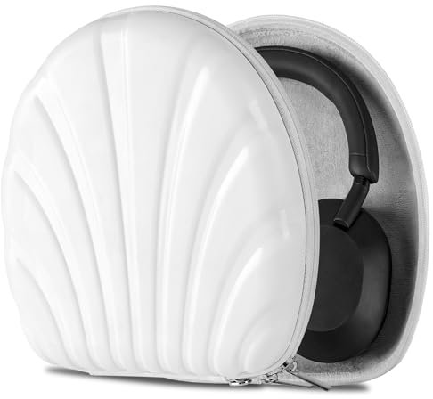 Geekria Shield Estuche para Auriculares Compatible con Sony WH-CH710N, WH-1000XM5, WH-1000XM4, WH-1000XM3, MDR-1AM2, Estuche rígido de Repuesto para Viaje (Concha Marina, Blanco)
