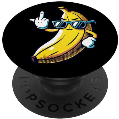 Lustige Banane Frucht zeigt Mittelfinger Meme PopSockets mit austauschbarem PopGrip