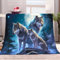 Kuscheldecke 150x200 cm Tier Wolf Flauschige Weich Warm Tagesdecke Sommerdecke Sofadecke Pflegeleichte Decke für Innen & Außen