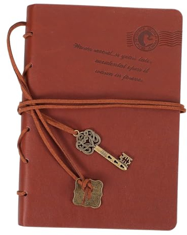 HONMEET Notizbuch aus Papierlegierung Vintage mit Bindeband Leicht und Handlich Leder Schreibwaren Notizblock für Schüler für Schule und Reisen