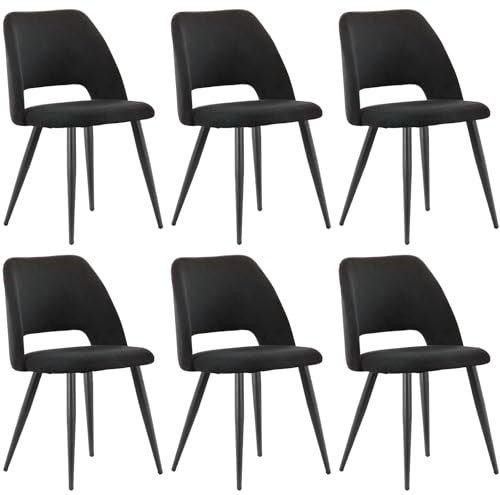 ANVOFONG Esszimmerstühle 6er Set,Küchenstuhl mit Unabhängige Beine,Kordsamt Gepolsterter Stuhl,Schwarz loungesessel,für Esszimmer,Wohnzimmer,Küche,Schlafzimmer und Empfangsraum