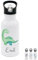 wunderwunsch® - Personalisierte Trinkflasche Kinder Edelstahl [ 500ml ] - Robuste Trinkflasche mit Namen - Wasserflasche mit Trinkhalm - Personalisierte Geschenke für Kinder (Brontosaurus grün)
